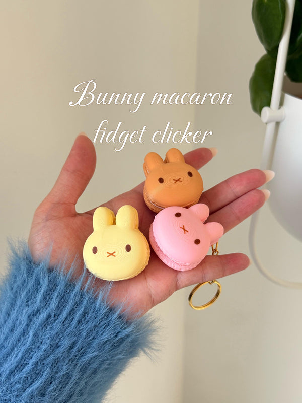 Bunny Macaron Fidget Clicker Keychain | 3D Printed Desk Toy (Clicky or Silent) __etsy:7981878015