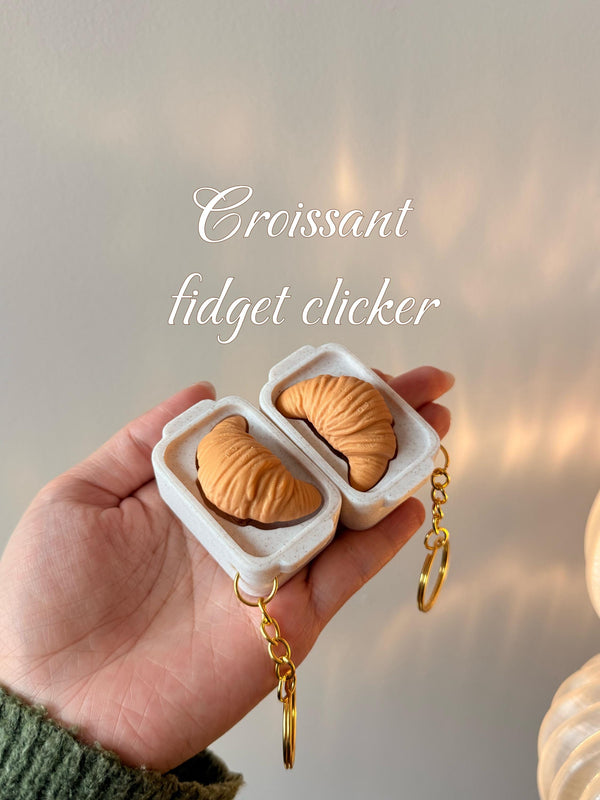 Croissant Clicker Keychain | Tactile Fidget Desk Toy | Mini Pastry Accessory __etsy:7934129796