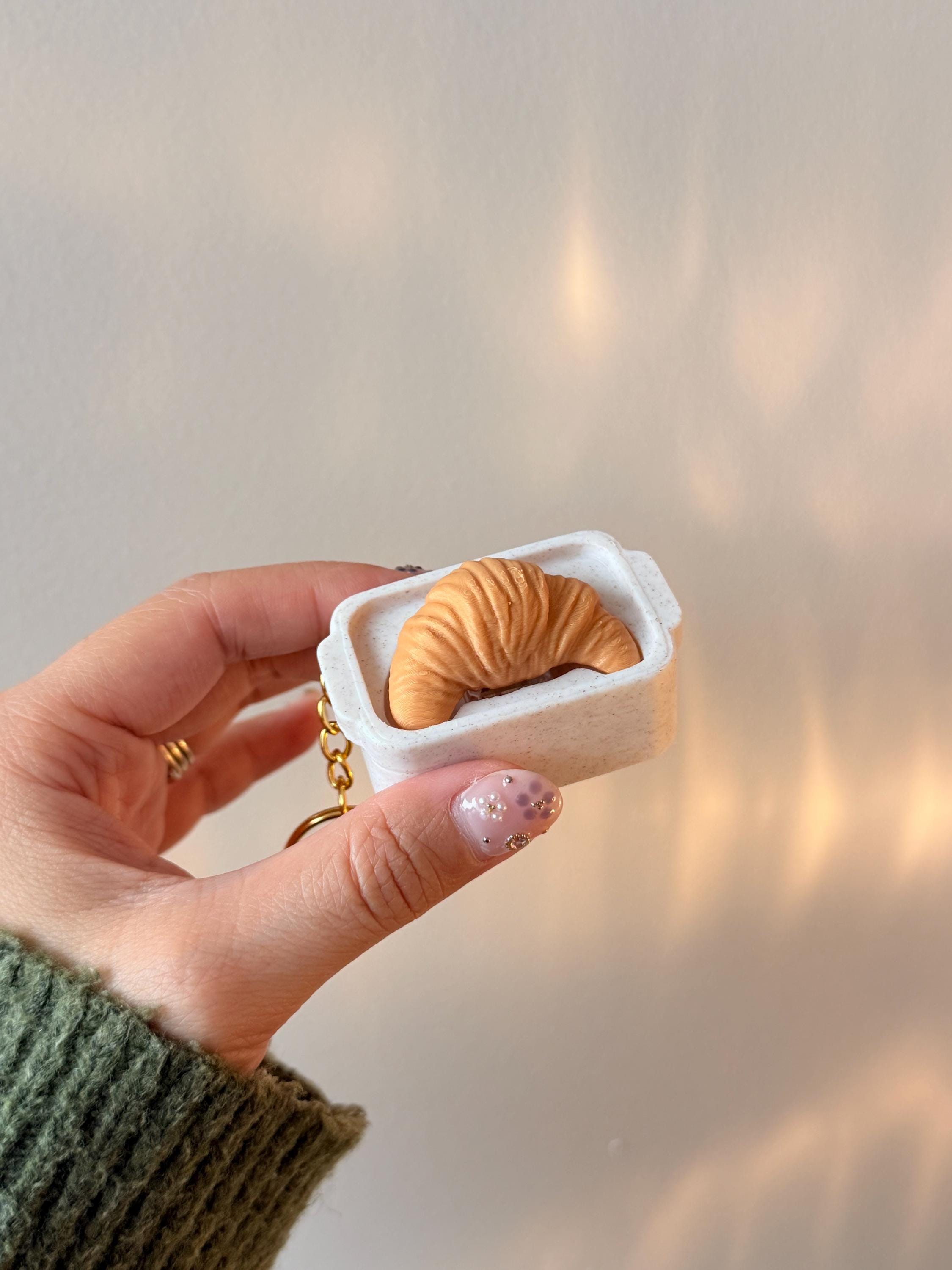Croissant Clicker Keychain | Tactile Fidget Desk Toy | Mini Pastry Accessory __etsy:7755814852