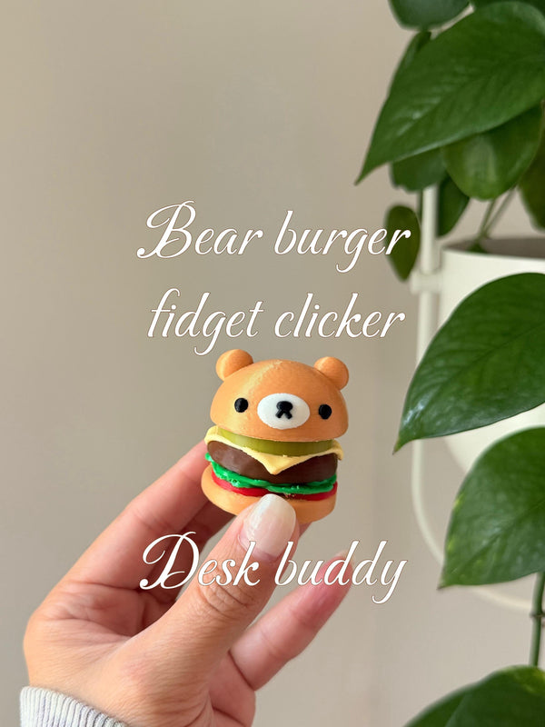 3D Printed Bear Burger Fidget Clicker, Desk Buddy Toy (NO keychain) __etsy:7987170408