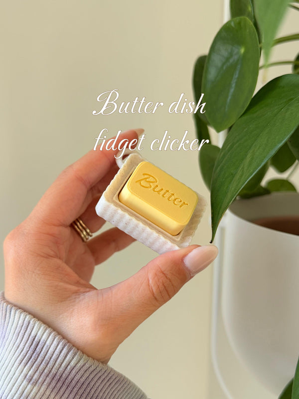 3D Printed Butter Fidget Clicker Keychain | Clicky or Silent Option | Desk Accessory __etsy:7981908981