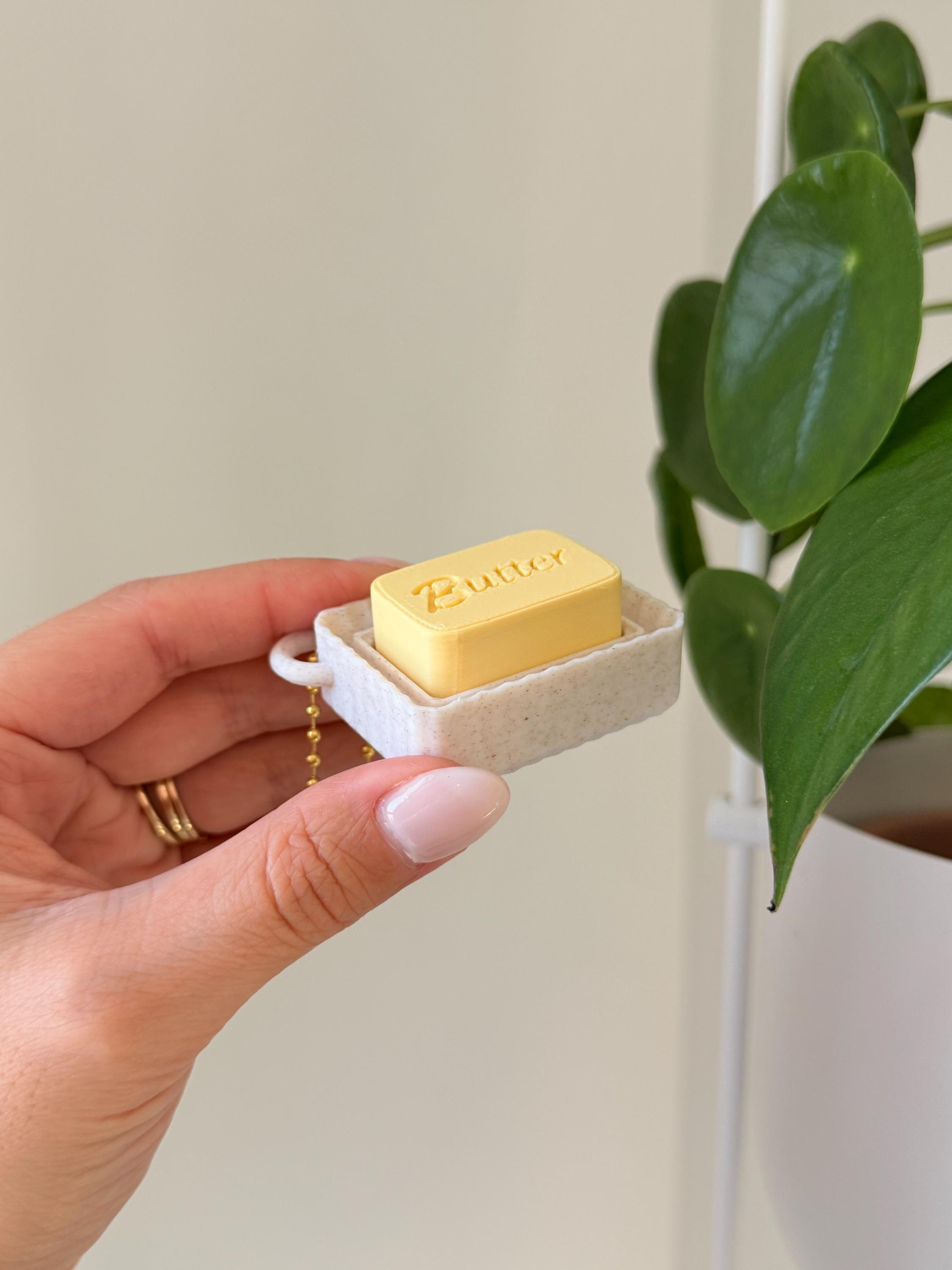 3D Printed Butter Fidget Clicker Keychain | Clicky or Silent Option | Desk Accessory __etsy:7838723112