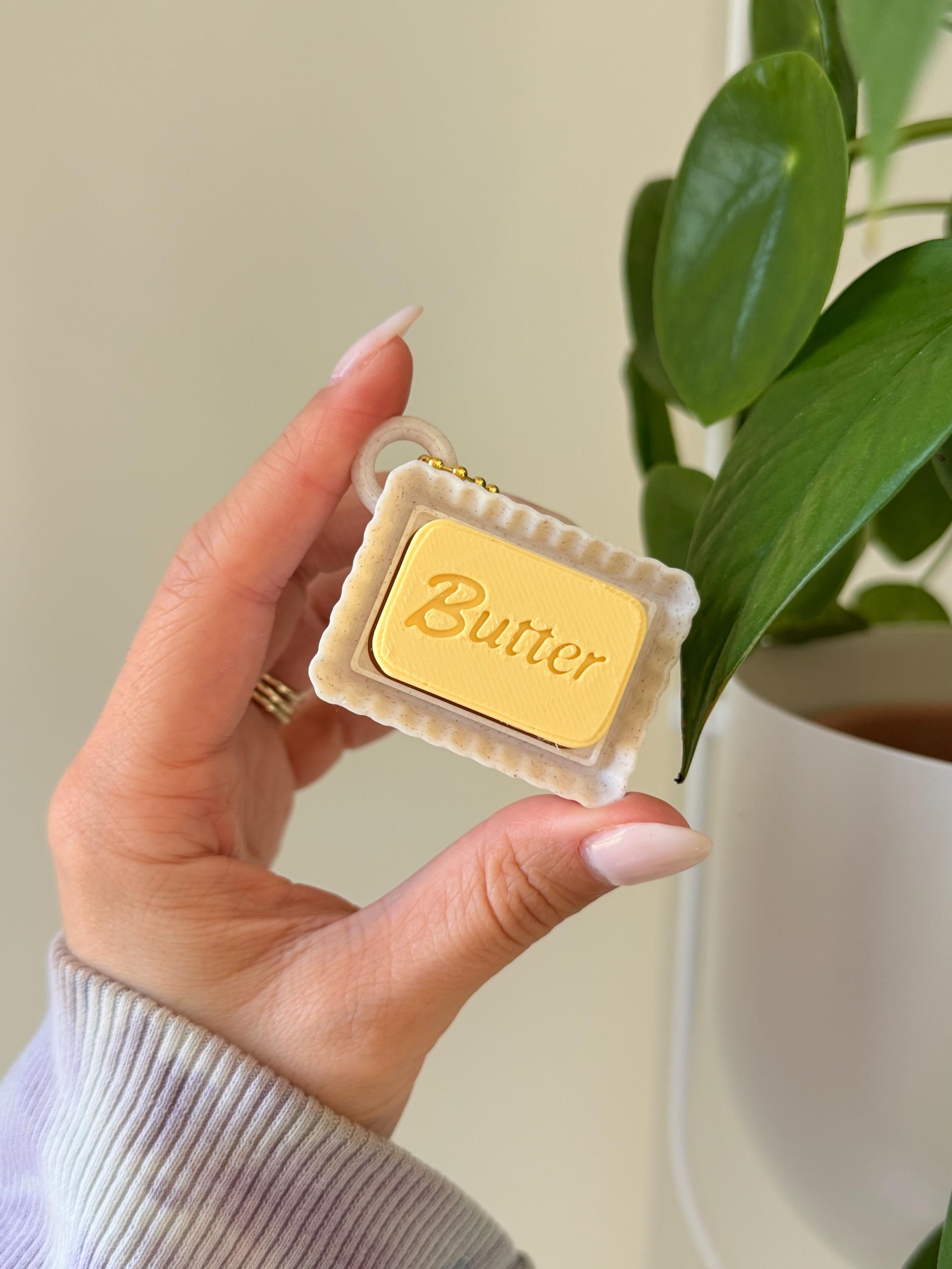 3D Printed Butter Fidget Clicker Keychain | Clicky or Silent Option | Desk Accessory __etsy:7838723094