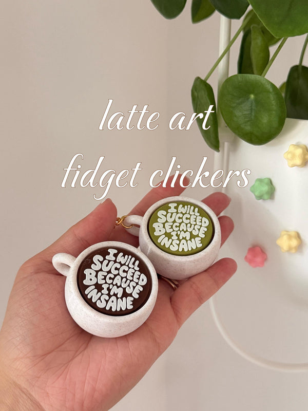 3D Printed Coffee Matcha Fidget Clicker | "I Will Succeed Because I'm Insane" Desk Toy __etsy:8138422647