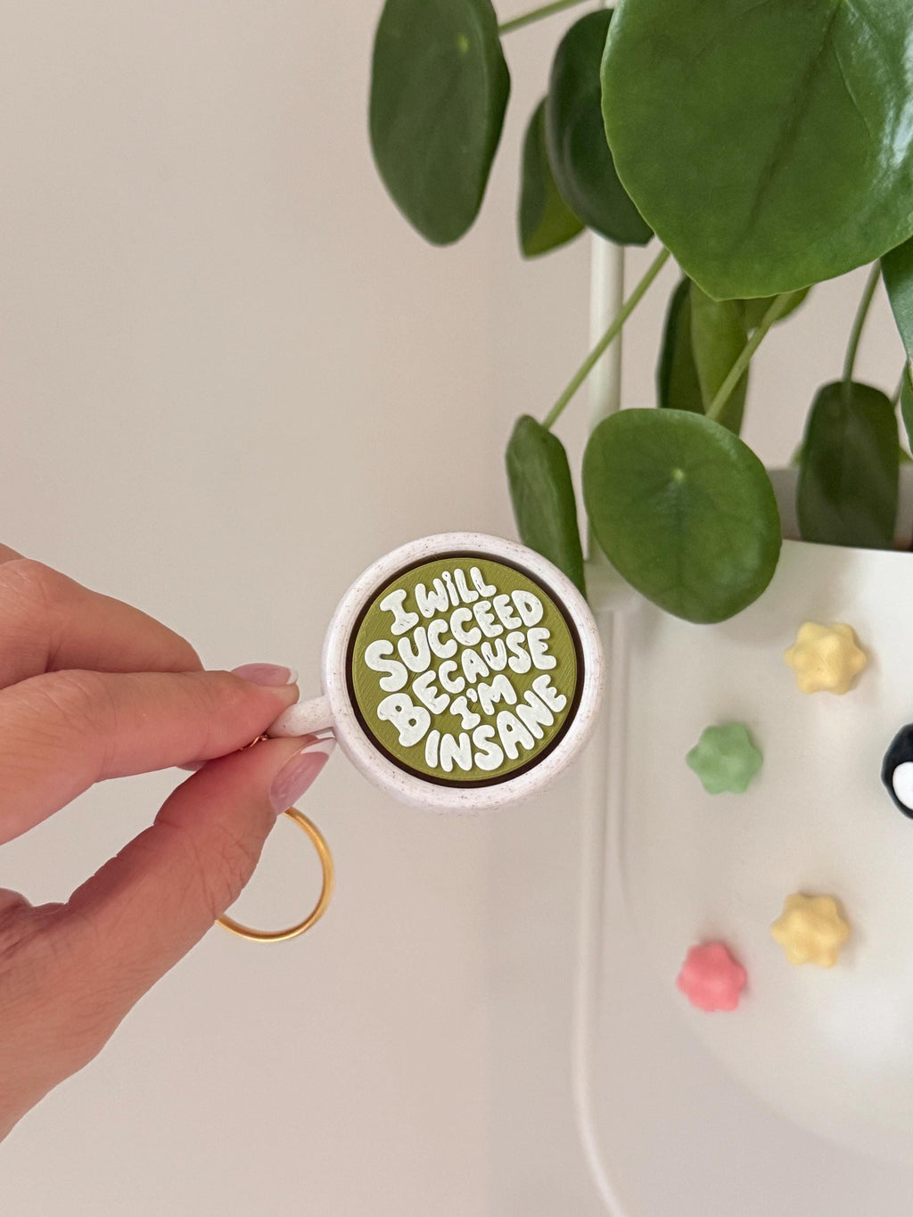 3D Printed Coffee Matcha Fidget Clicker | "I Will Succeed Because I'm Insane" Desk Toy __etsy:8090514844