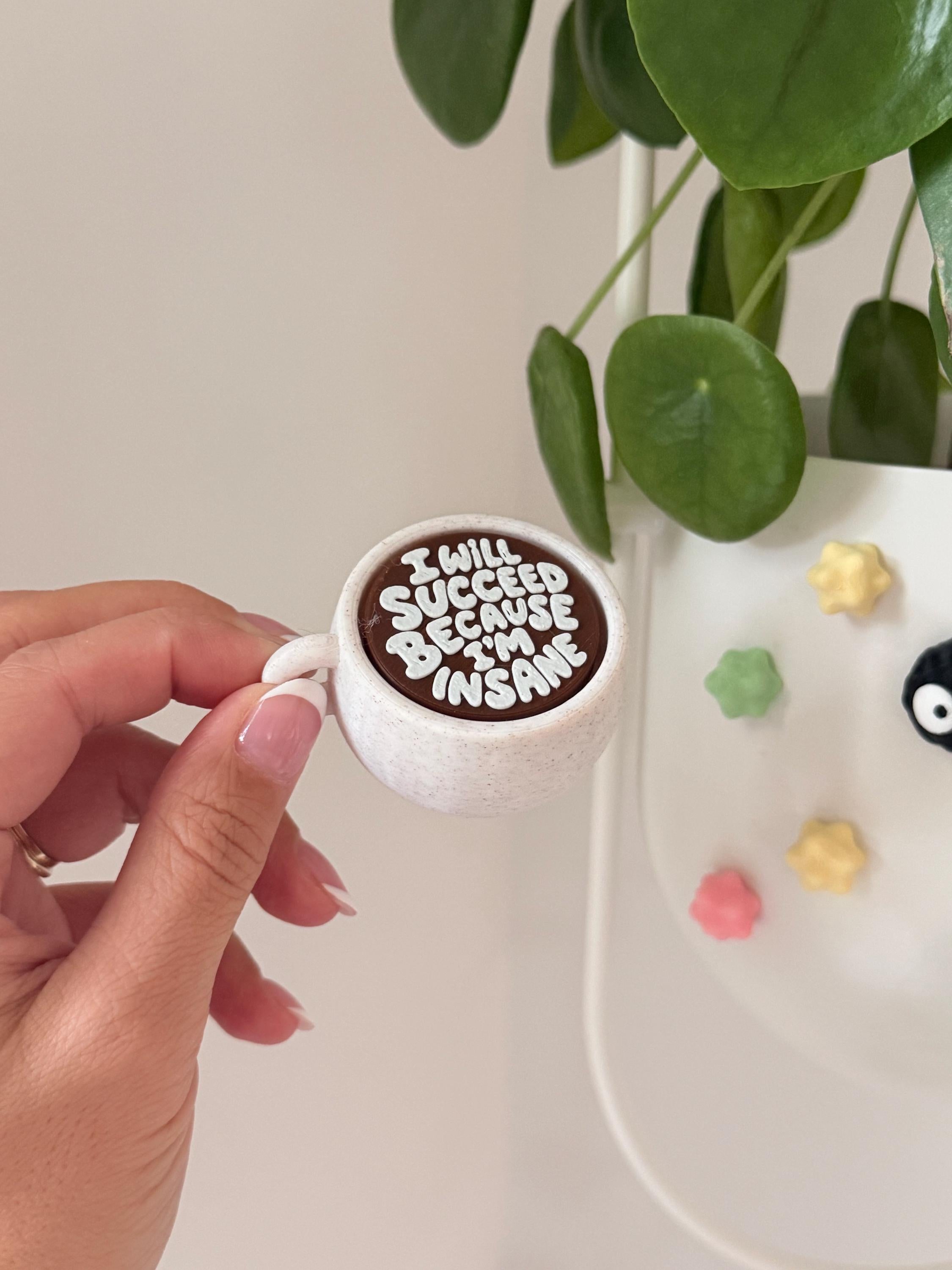 3D Printed Coffee Matcha Fidget Clicker | "I Will Succeed Because I'm Insane" Desk Toy __etsy:8138422649
