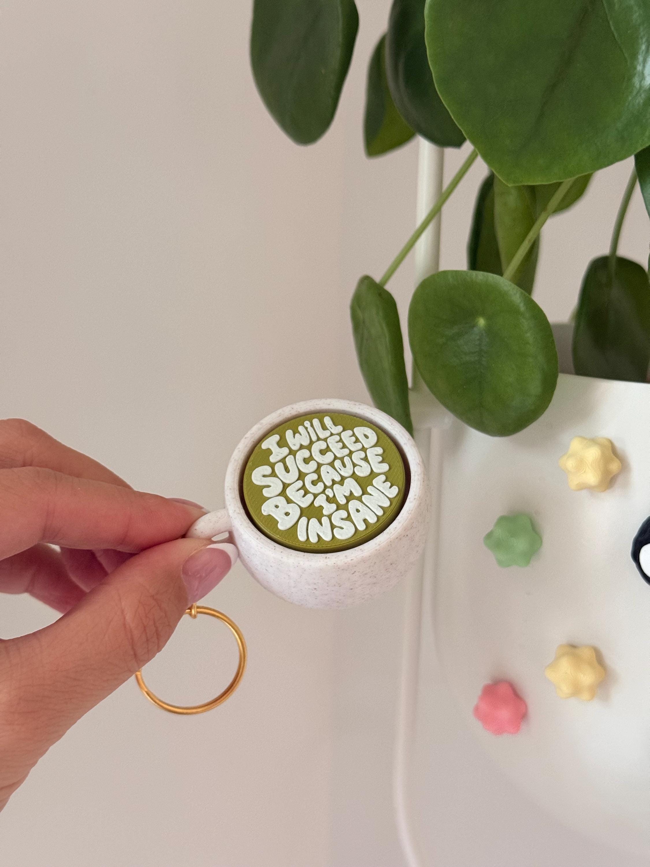 3D Printed Coffee Matcha Fidget Clicker | "I Will Succeed Because I'm Insane" Desk Toy __etsy:8090514840
