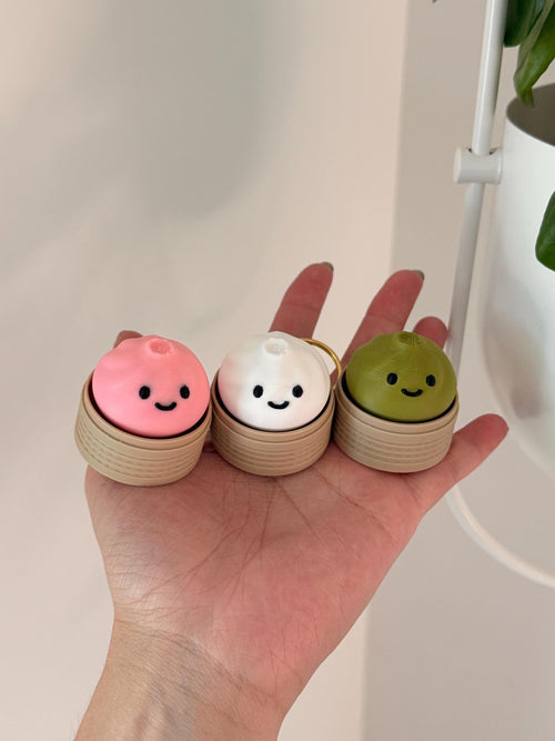 3D Printed Dumpling Fidget Clicker, Kawaii Desk Toy, Sensory Keychain Fidget Button __etsy:8041541894