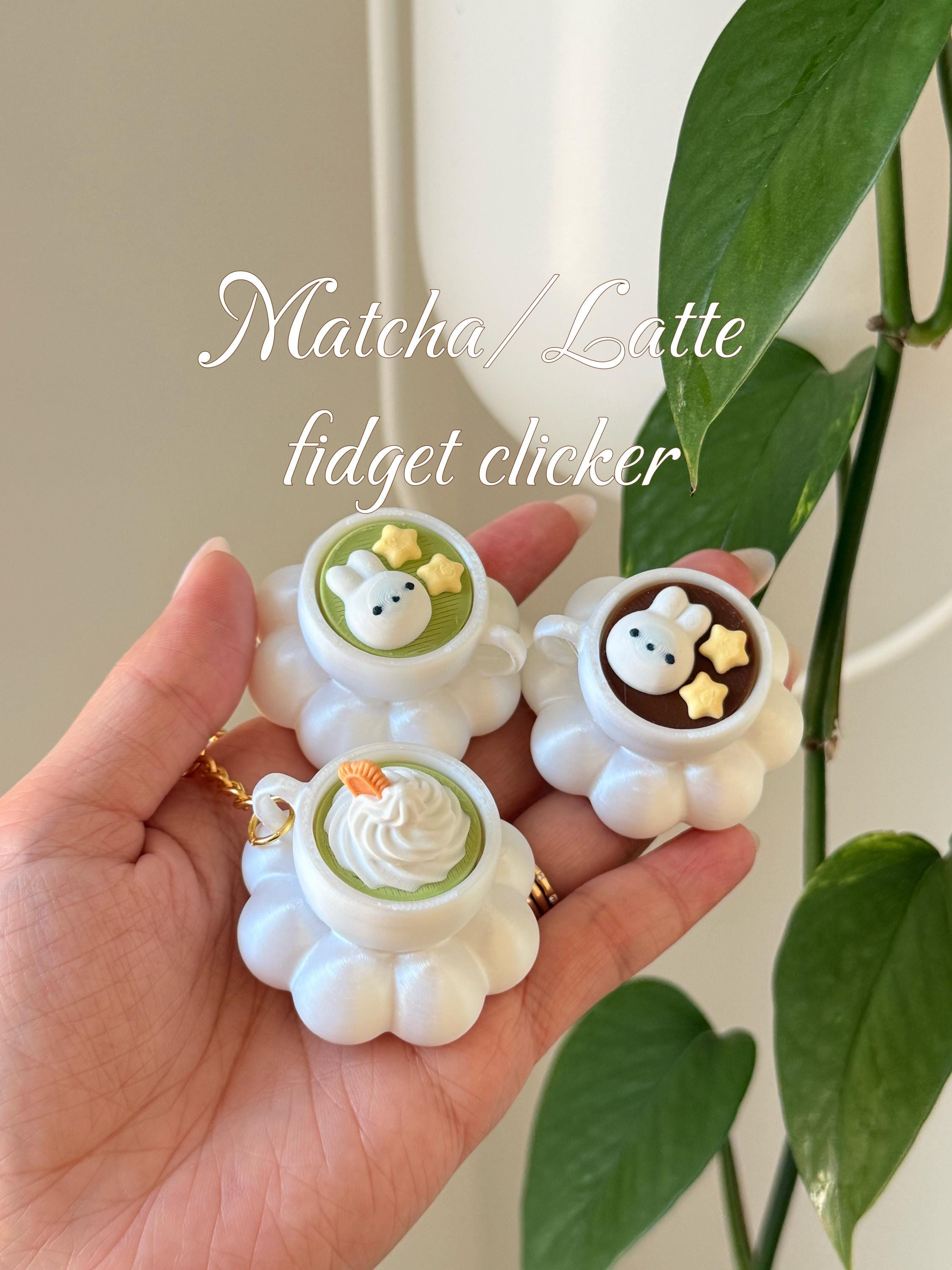 3D Printed Latte Fidget Clicker Keychain | Kawaii Bunny, Matcha, Coffee Desk Toy __etsy:7981916171
