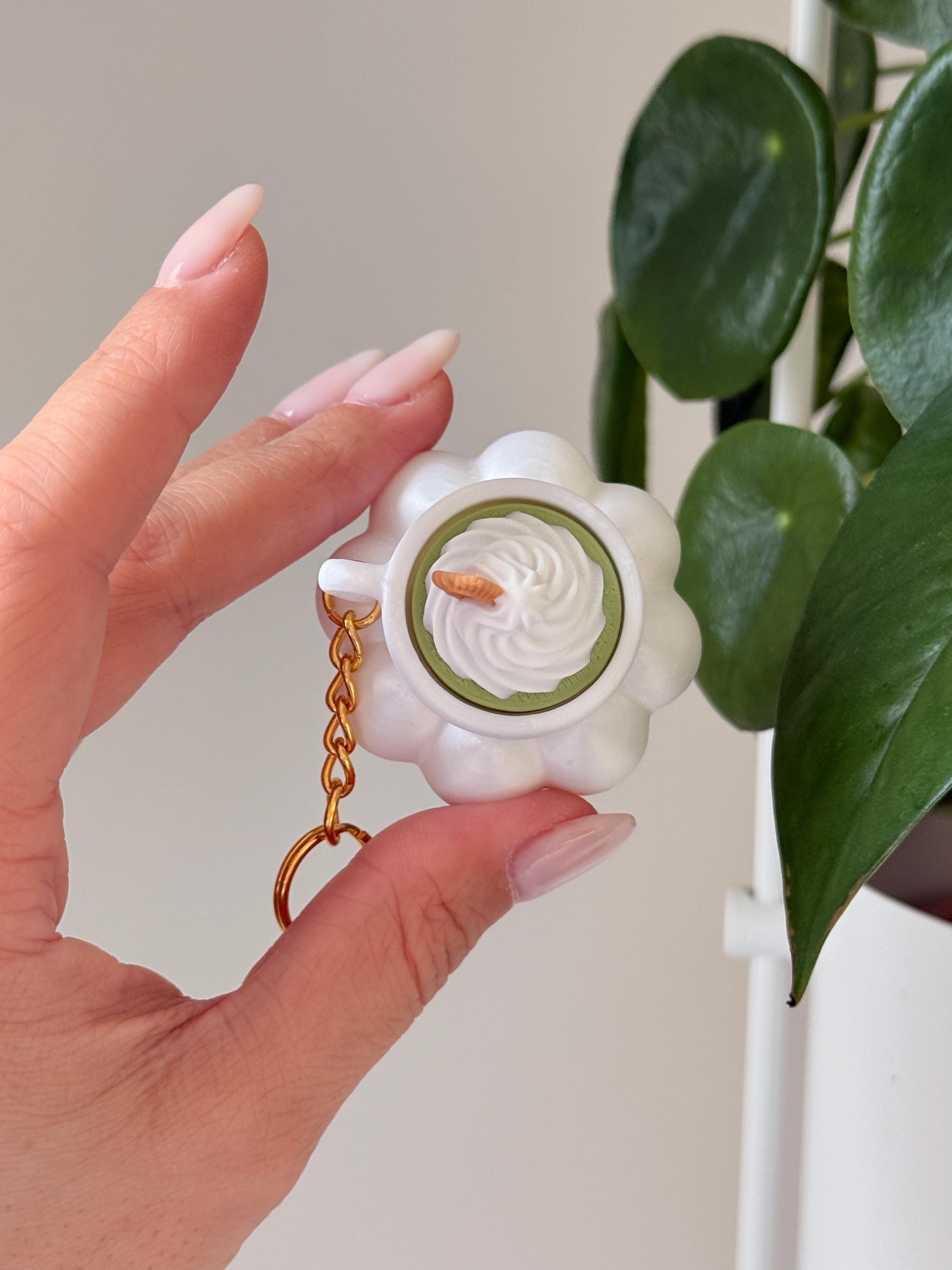 3D Printed Latte Fidget Clicker Keychain | Kawaii Bunny, Matcha, Coffee Desk Toy __etsy:7814851322