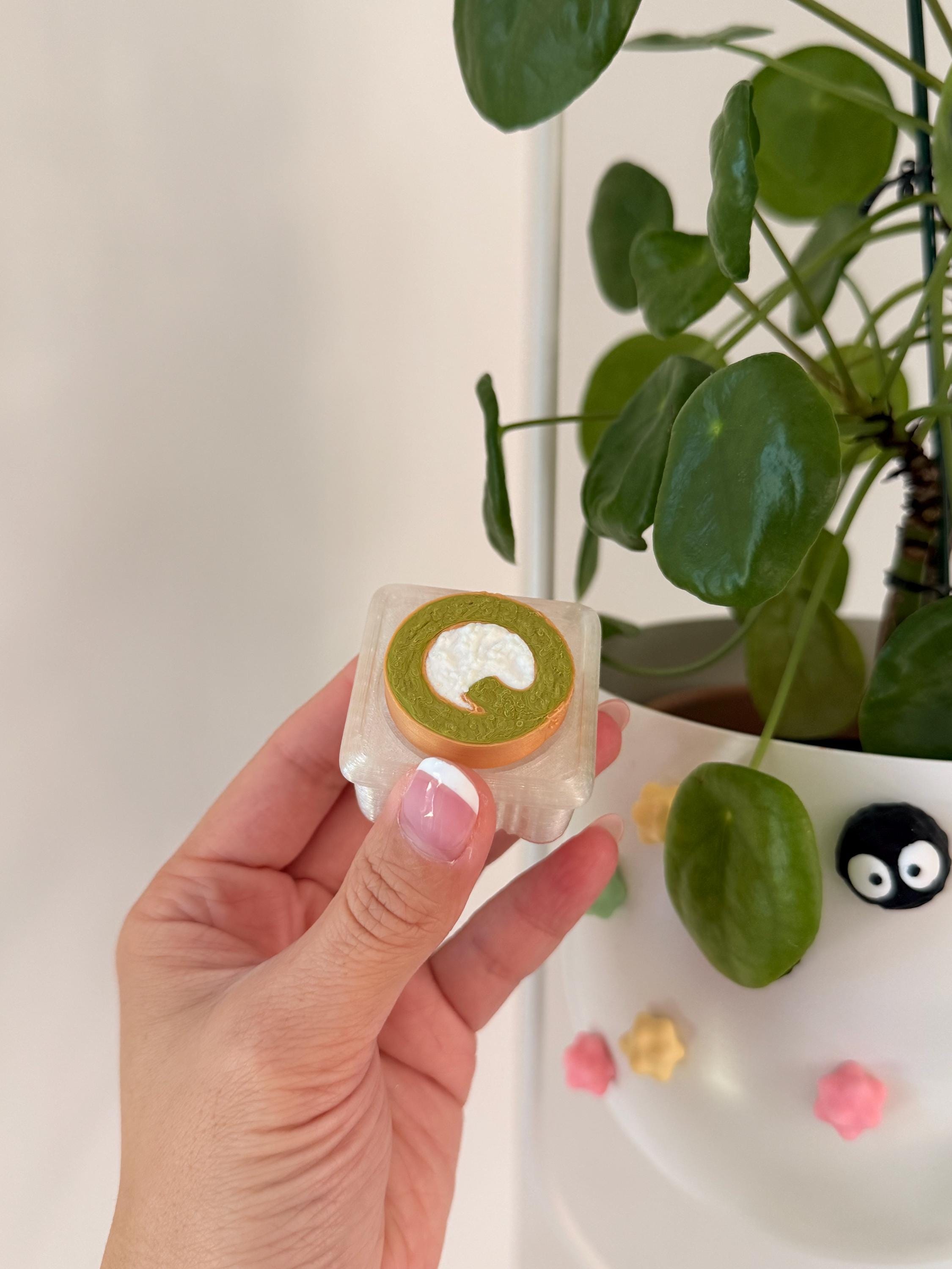 3D Printed Roll Cake Fidget Clicker | Japanese Convenience Store Dessert Toy, Matcha Cream Keychain __etsy:8195828387