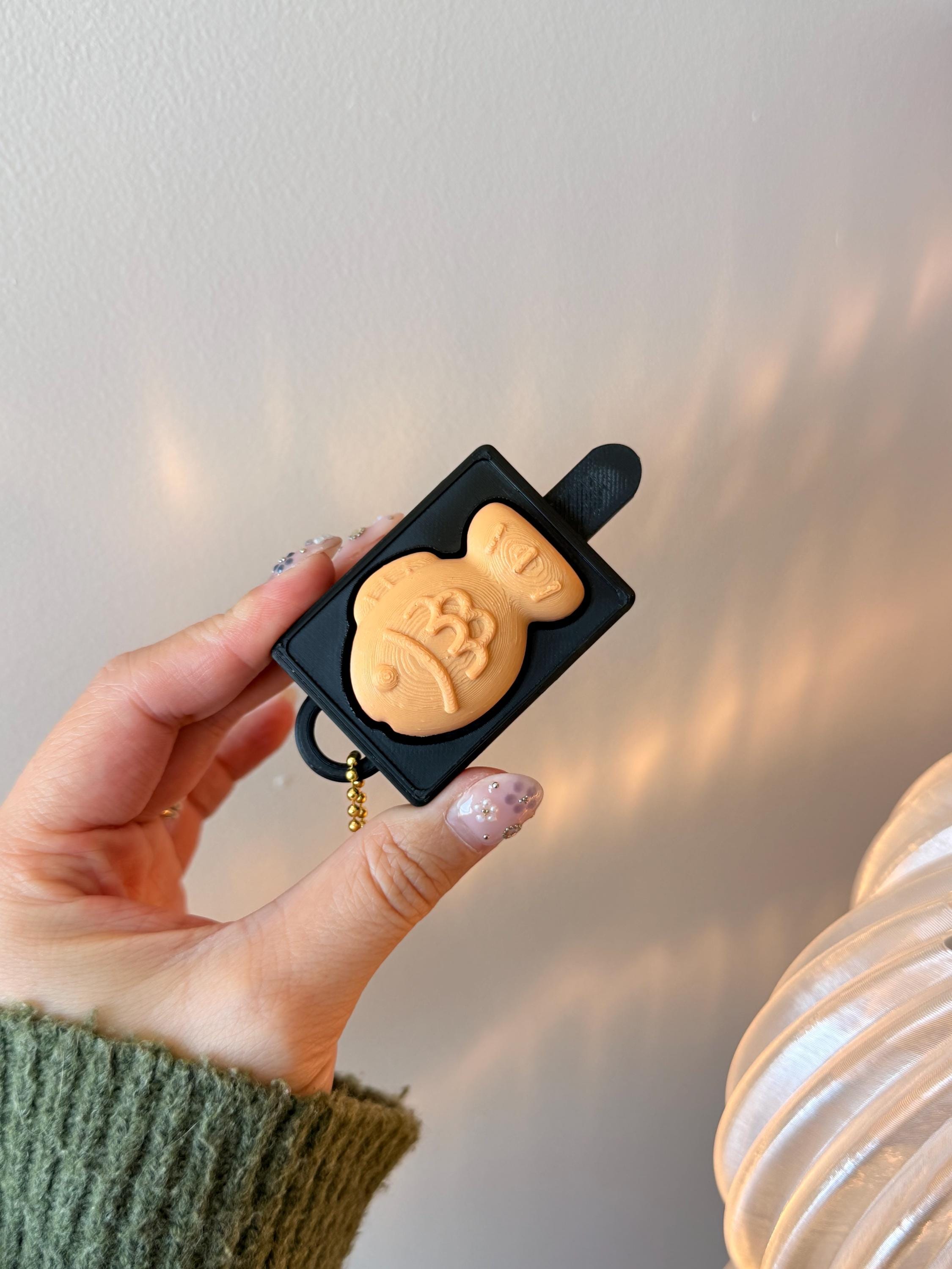 3D Printed Taiyaki Fidget Clicker Keychain | Japanese Street Food Bag Charm | single or double __etsy:7828039693