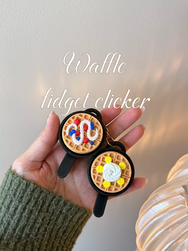 3D Printed Waffle Fidget Clicker Keychain | Raspberry, Blueberry, Banana Toppings (Silent/Clicky) __etsy:7982077391