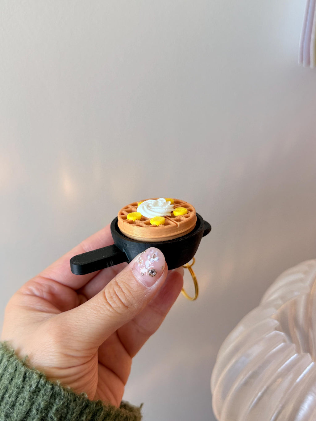 3D Printed Waffle Fidget Clicker Keychain | Raspberry, Blueberry, Banana Toppings (Silent/Clicky) __etsy:7780044278