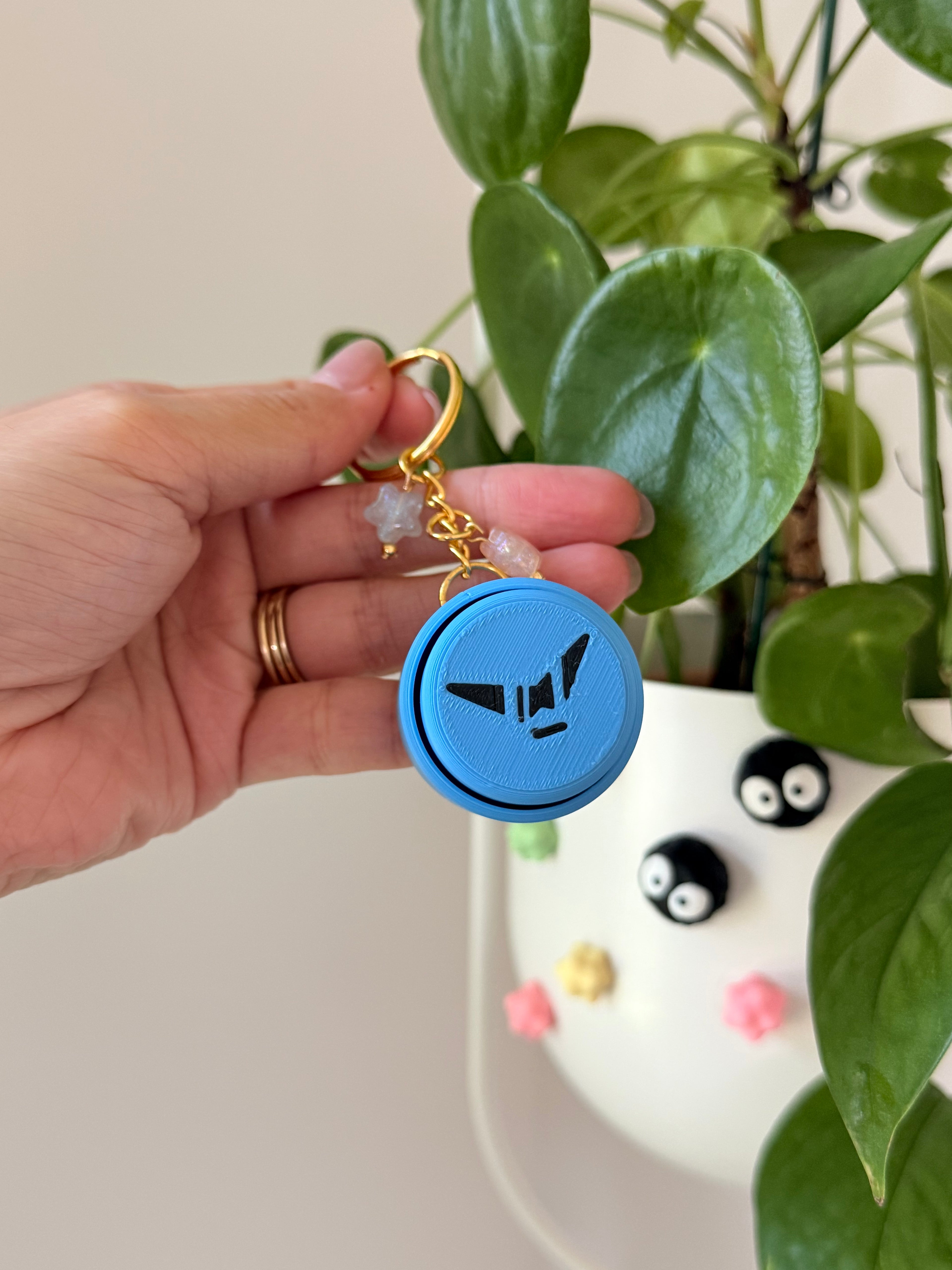 Pokémon Inspired Mini Clicker Fidget Keychain | 3D Printed Cute Pocket Fidget Toy with Star Charm | Collectible Desk Accessory