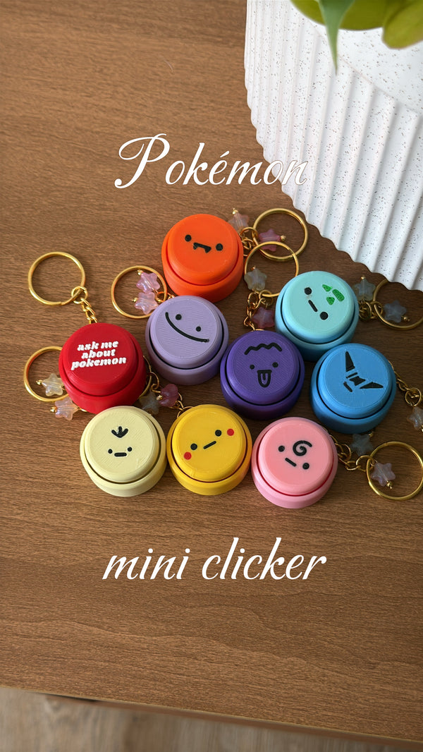 Pokémon Inspired Mini Clicker Fidget Keychain | 3D Printed Cute Pocket Fidget Toy with Star Charm | Collectible Desk Accessory
