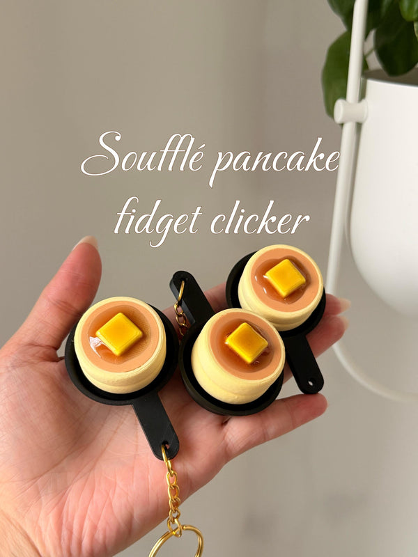Japanese Soufflé Pancake Fidget Keychain | 3D Printed Fluffy Stack (Silent or Clicky) __etsy:7981875963
