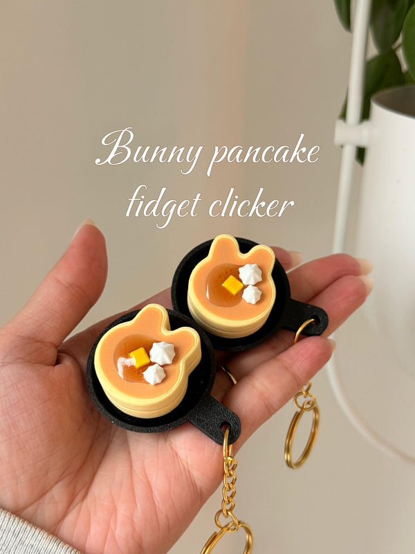 Pancake Bunny Fidget Clicker Keychain | 3D Printed Desk Toy, Kawaii Accessory __etsy:7933805288