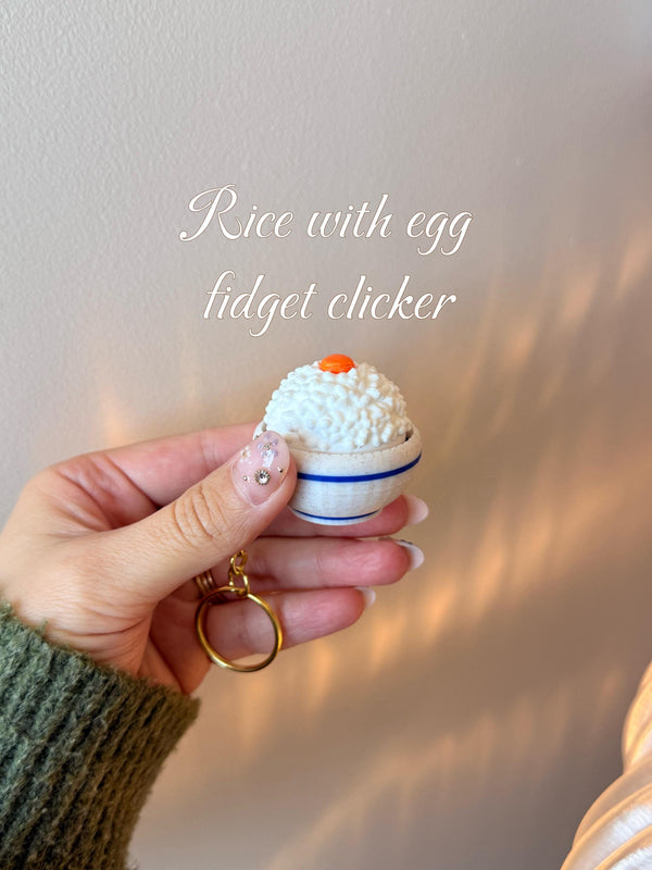 Rice With Egg Fidget Keychain | 3D Printed Tamago Gohan Bowl Accessory __etsy:7933965056