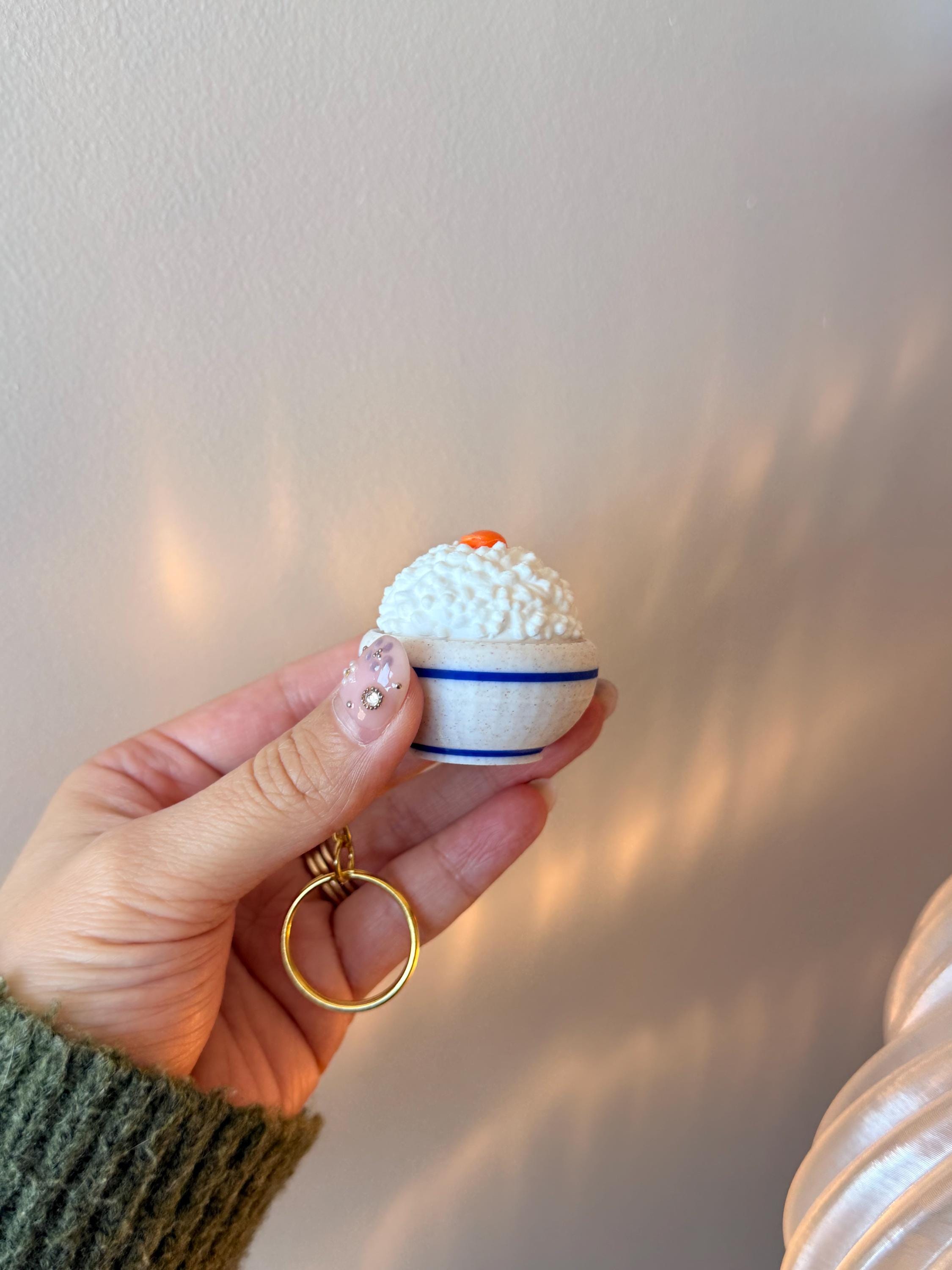 Rice With Egg Fidget Keychain | 3D Printed Tamago Gohan Bowl Accessory __etsy:7828019711