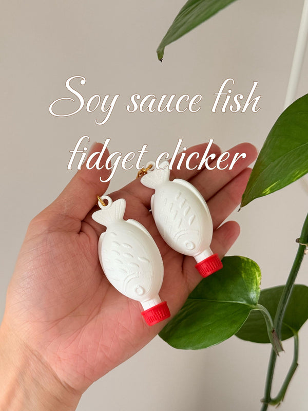 Soy Sauce Fish Bottle Keychain | 3D Printed Kawaii Desk Clicker __etsy:7988717049