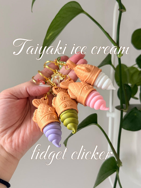 Taiyaki Ice Cream Clicker Keychain | 3D Printed Kawaii Fidget Toy __etsy:7988727685