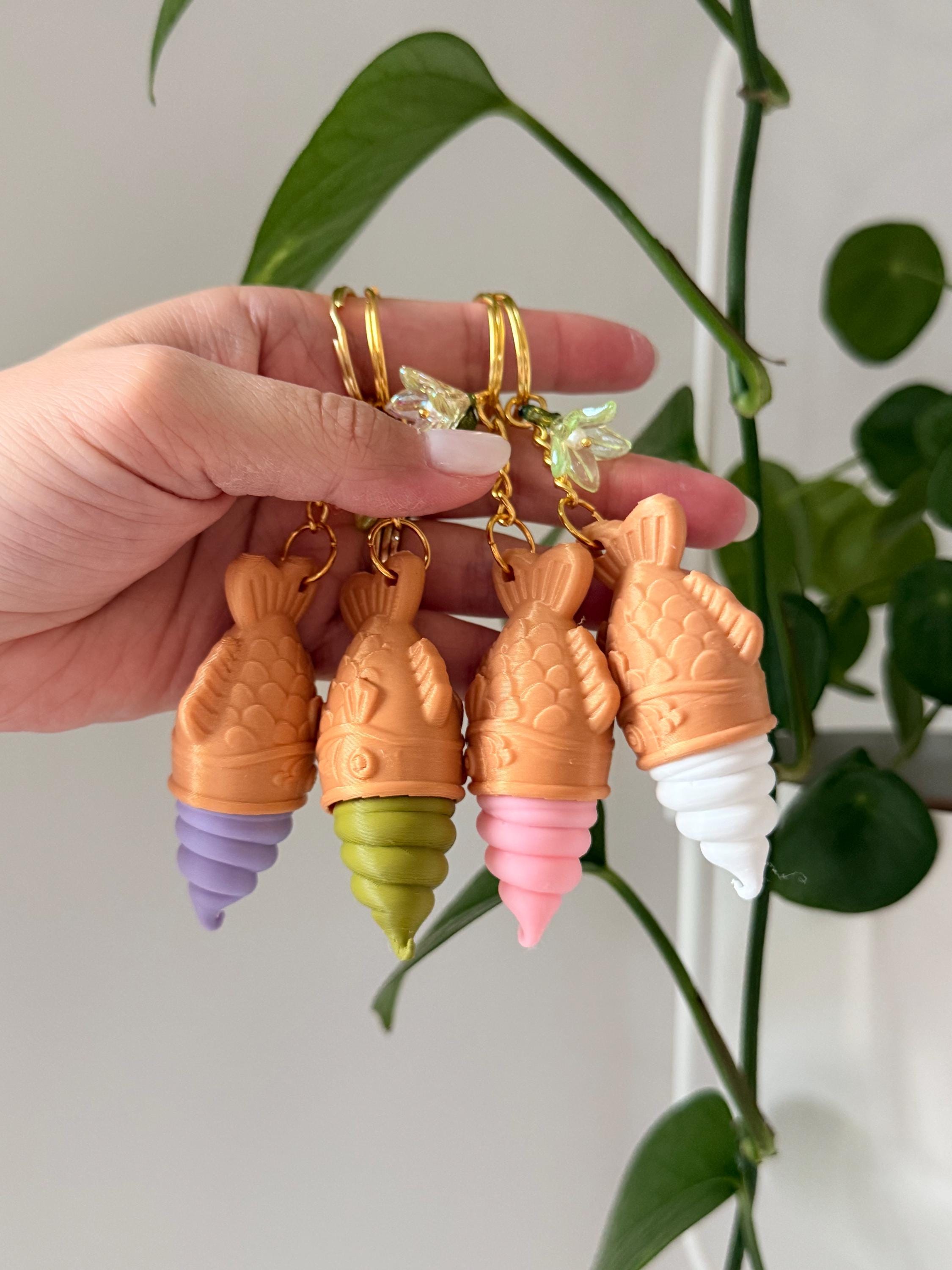 Taiyaki Ice Cream Clicker Keychain | 3D Printed Kawaii Fidget Toy __etsy:7940763278