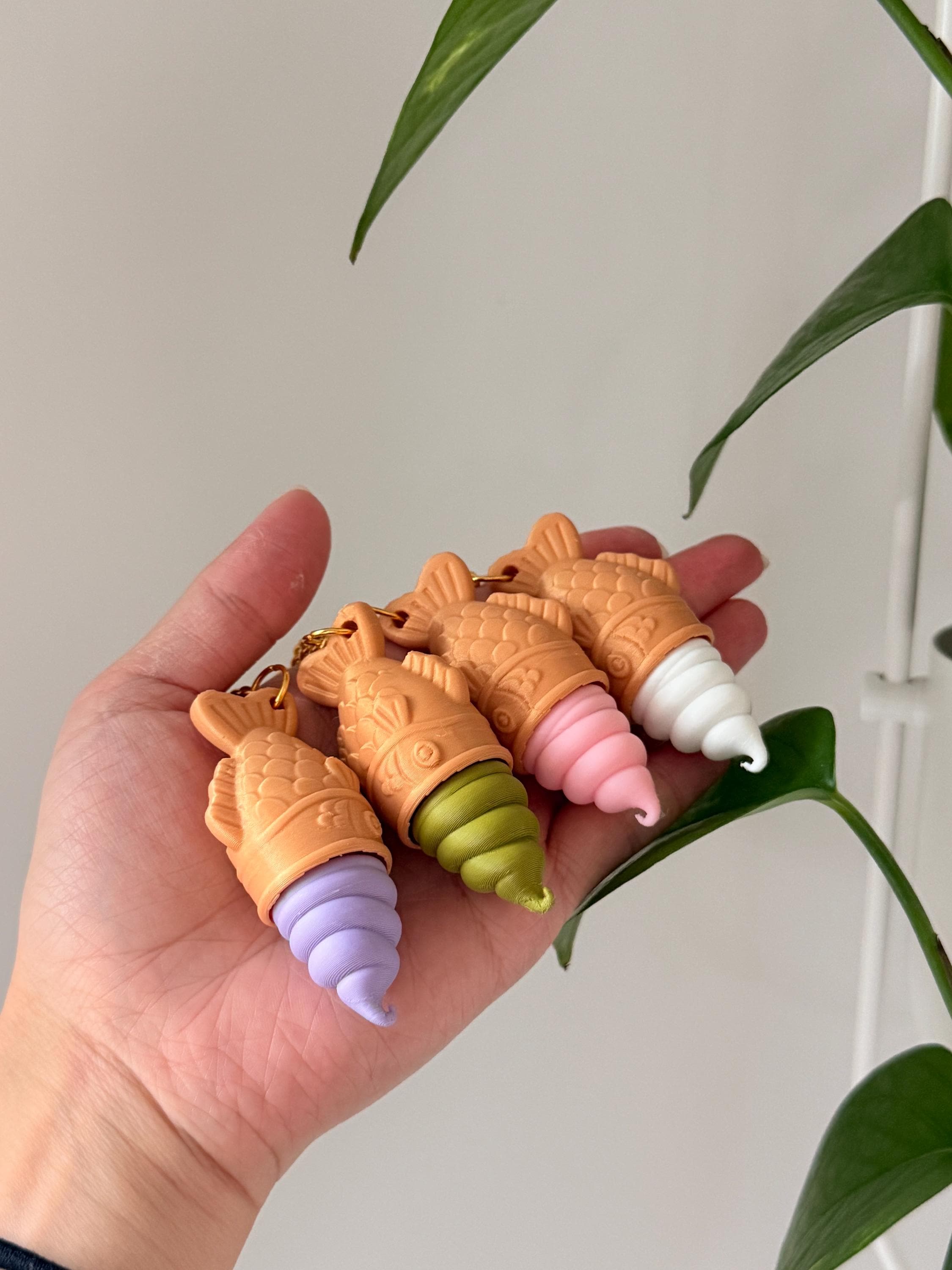 Taiyaki Ice Cream Clicker Keychain | 3D Printed Kawaii Fidget Toy __etsy:7988727677