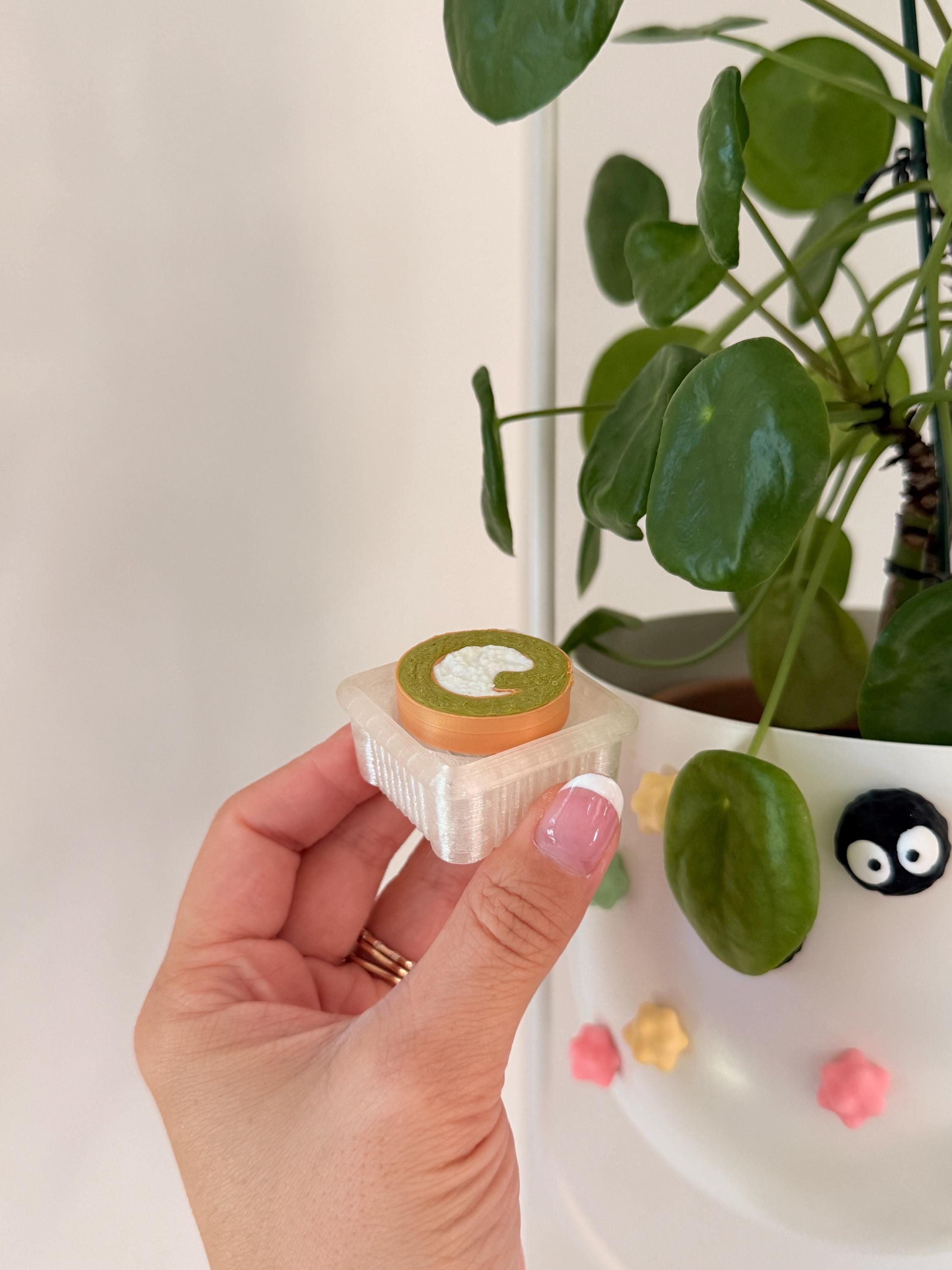 3D Printed Roll Cake Fidget Clicker | Japanese Convenience Store Dessert Toy, Matcha Cream Keychain __etsy:8147927774