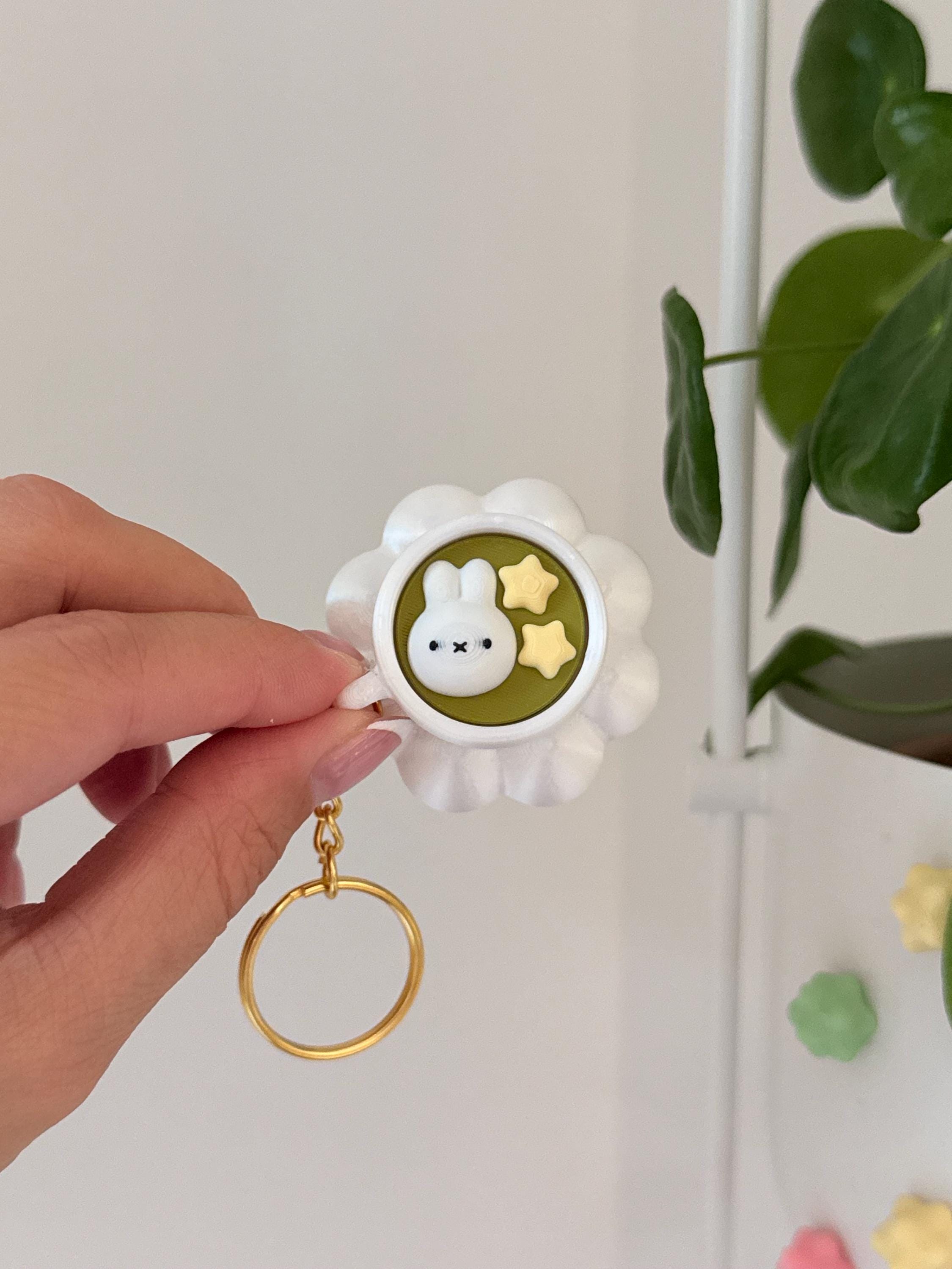 3D Printed Latte Fidget Clicker Keychain | Kawaii Bunny, Matcha, Coffee Desk Toy __etsy:8148650966