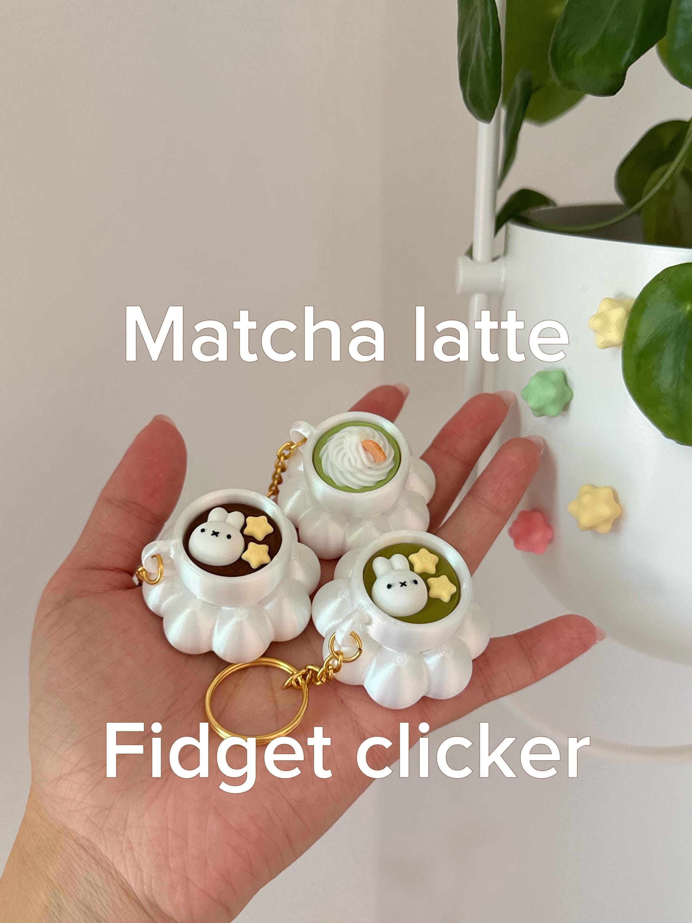 3D Printed Latte Fidget Clicker Keychain | Kawaii Bunny, Matcha, Coffee Desk Toy __etsy:8148650970