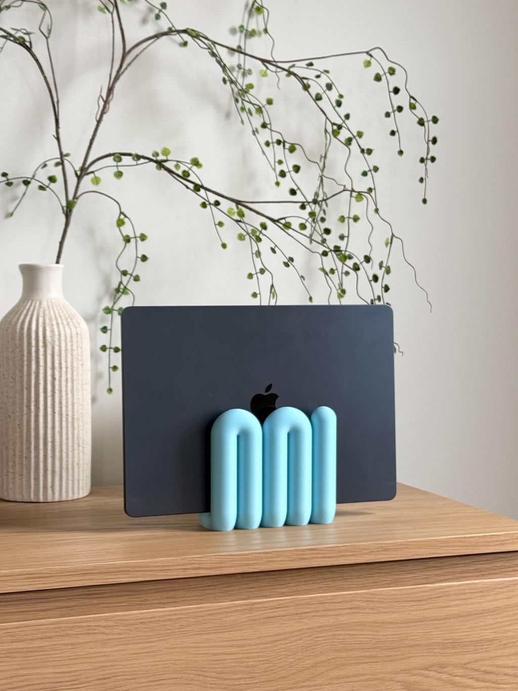 Wavy Laptop Stand | Sculptural 3D Printed Desk Organizer | Modern MacBook Dock __etsy:8183782015