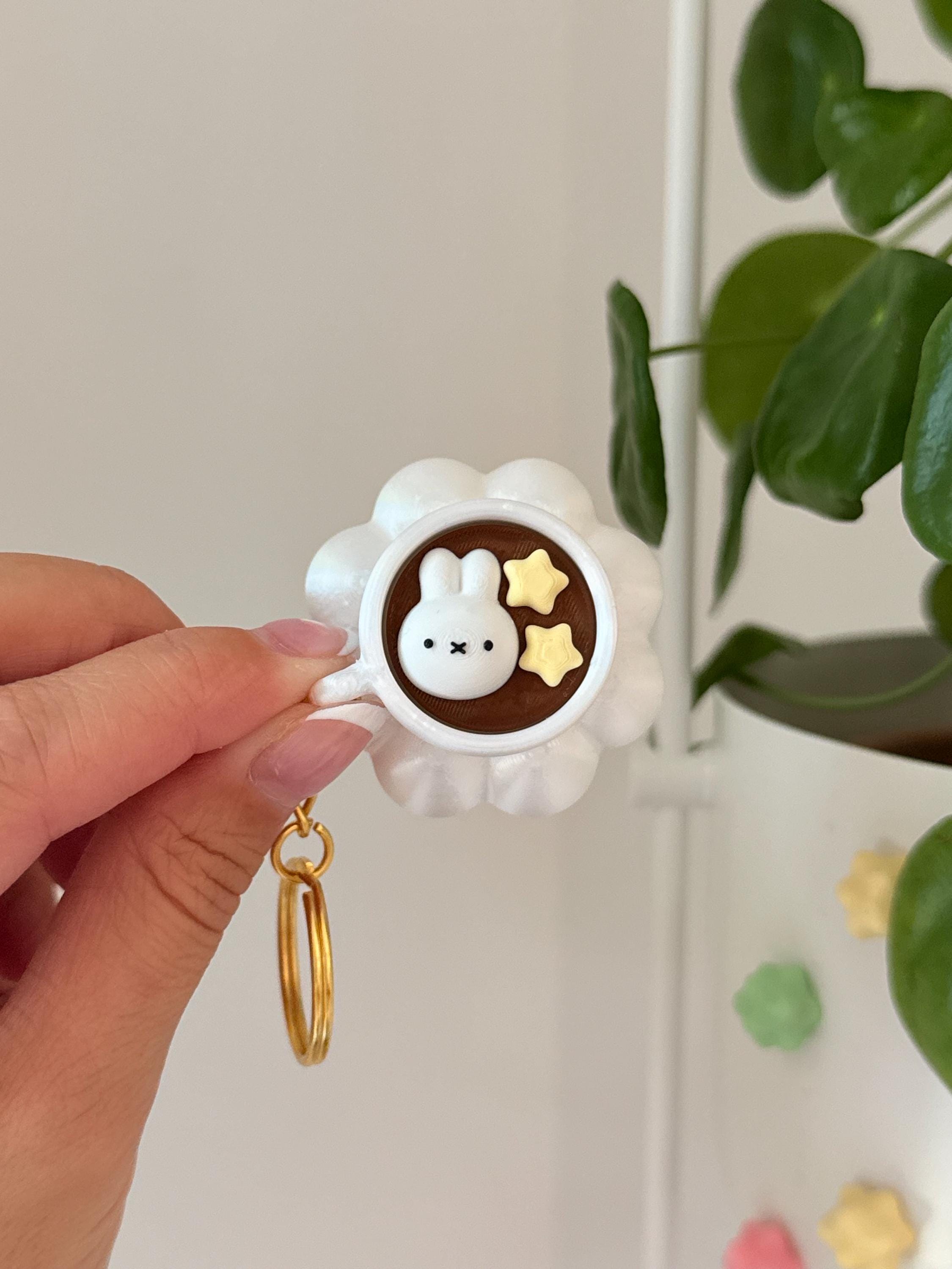 3D Printed Latte Fidget Clicker Keychain | Kawaii Bunny, Matcha, Coffee Desk Toy __etsy:8196565115