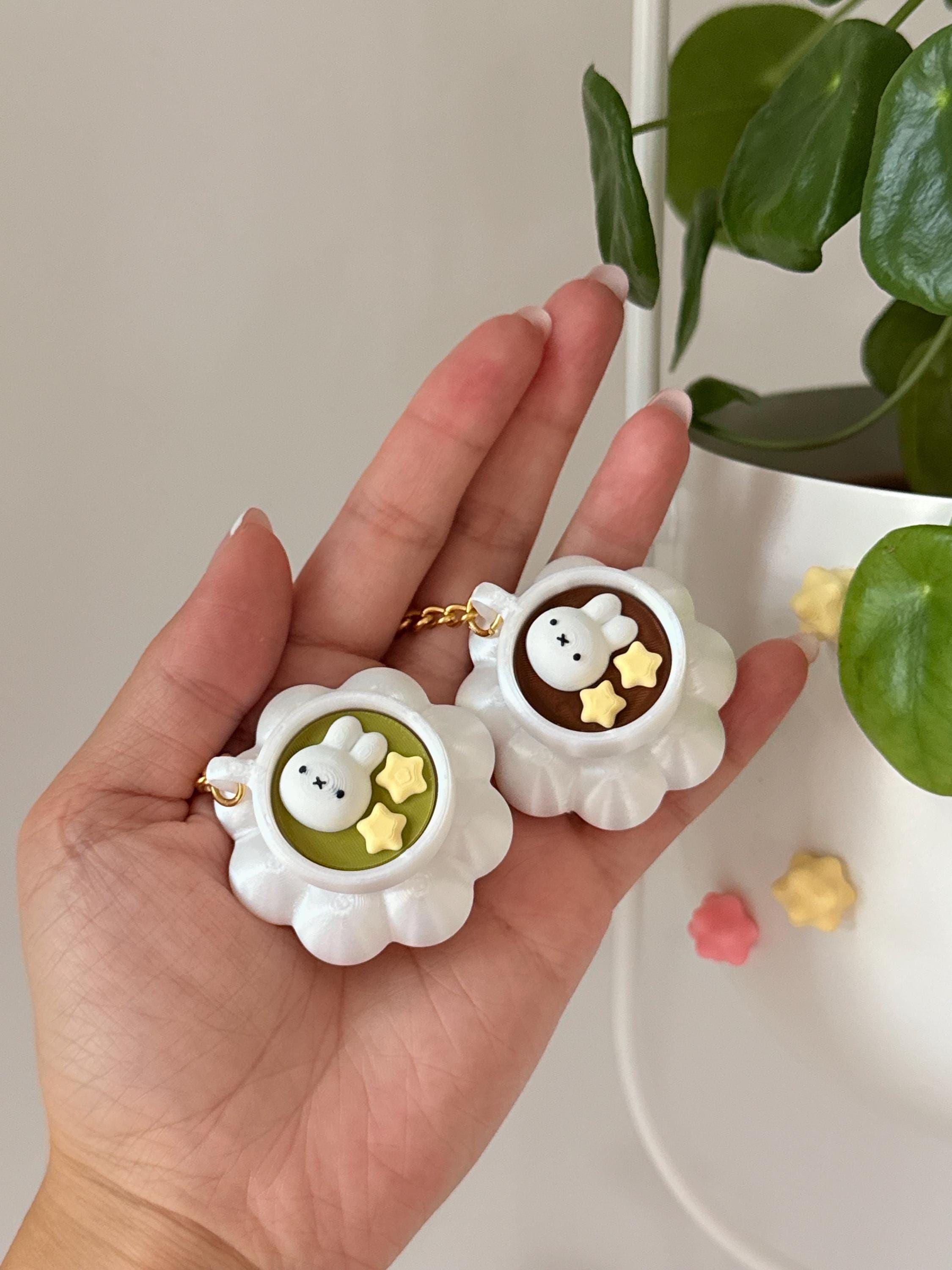 3D Printed Latte Fidget Clicker Keychain | Kawaii Bunny, Matcha, Coffee Desk Toy __etsy:8196565117