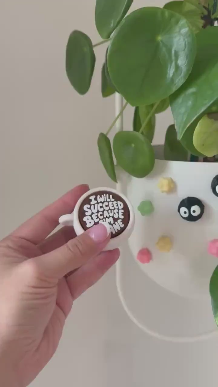 3D Printed Coffee Matcha Fidget Clicker | "I Will Succeed Because I'm Insane" Desk Toy