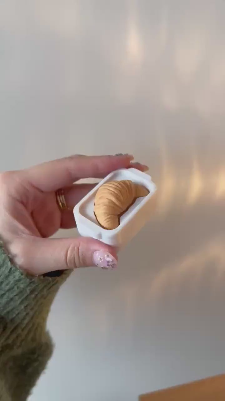 Croissant Clicker Keychain | Tactile Fidget Desk Toy | Mini Pastry Accessory