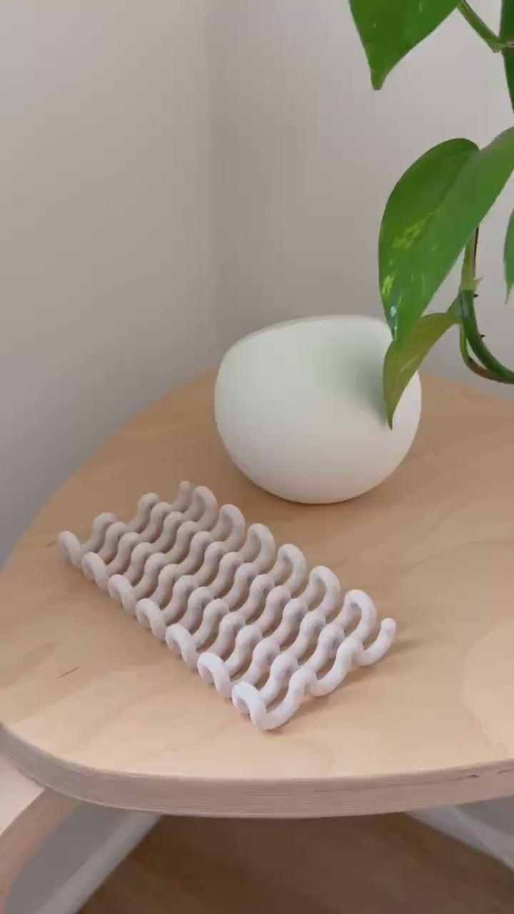 3D Printed Wavy Pen Holder Desk Organizer | Squiggle Pencil Tray | Minimalist Pastel Office Decor