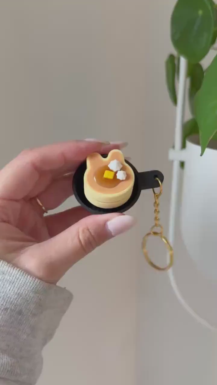 Pancake Bunny Fidget Clicker Keychain | 3D Printed Desk Toy, Kawaii Accessory