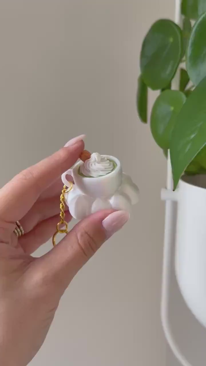 3D Printed Latte Fidget Clicker Keychain | Kawaii Bunny, Matcha, Coffee Desk Toy
